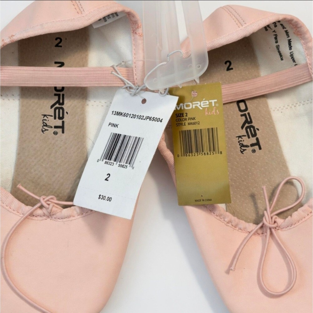 Jacques Moret Kids Size 2 Pink Ballet Slippers Leather Sole NWT MK6012 Dance